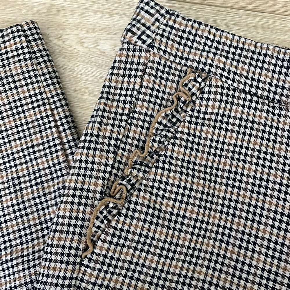 Zara Basics Houndstooth Pattern Pants With Ruffle… - image 2